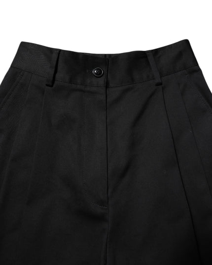 Dolce & Gabbana Black Cotton HighWaist Wide Leg Pants