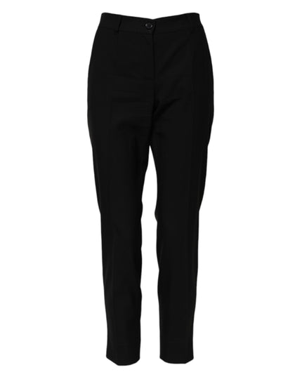 Dolce & Gabbana Black Wool High Waist Tapered Pants