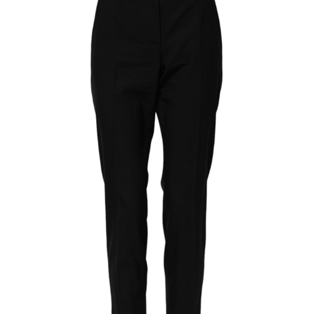 Dolce & Gabbana Black Wool High Waist Tapered Pants