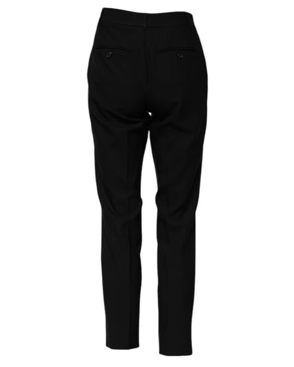 Dolce & Gabbana Black Wool High Waist Tapered Pants