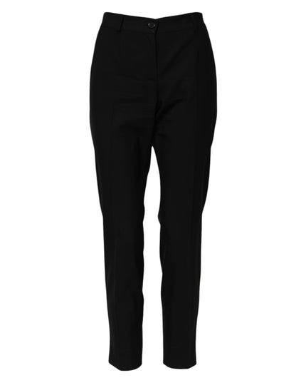 Dolce & Gabbana Black Wool High Waist Tapered Pants