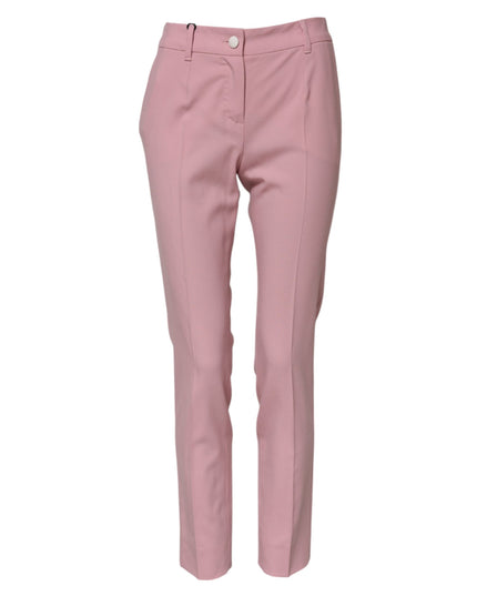 Dolce & Gabbana Pink Wool High Waist Tapered Pants