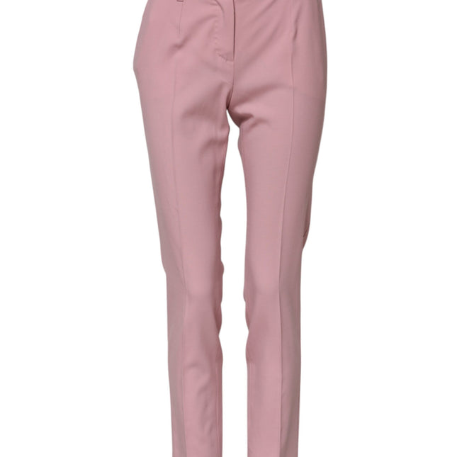 Dolce & Gabbana Pink Wool High Waist Tapered Pants