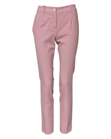 Dolce & Gabbana Pink Wool High Waist Tapered Pants