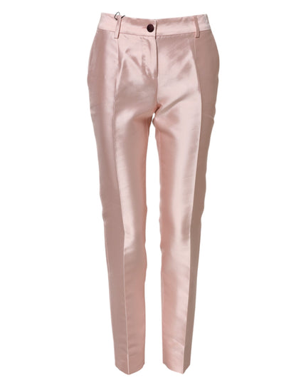 Dolce & Gabbana Pink Satin High Waist Tapered Pants