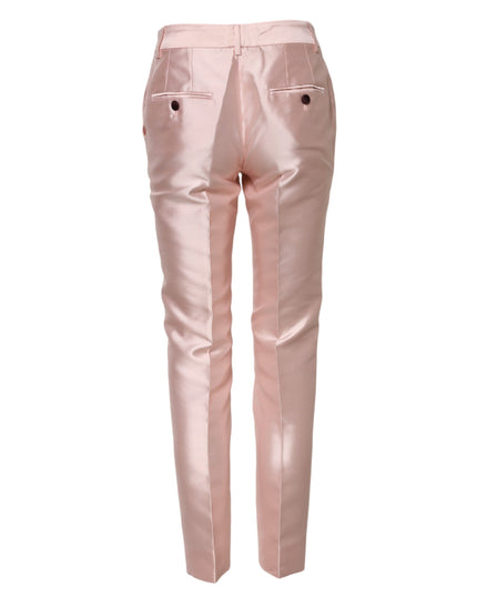 Dolce & Gabbana Pink Satin High Waist Tapered Pants