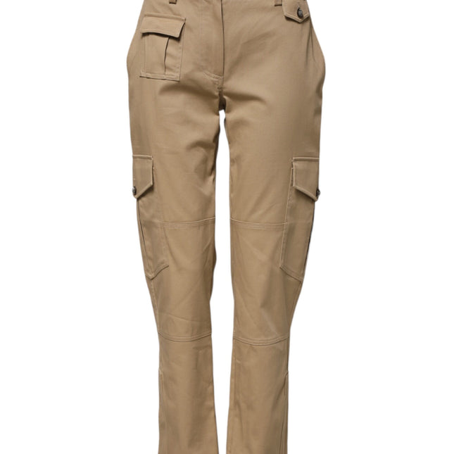 Dolce & Gabbana Beige Mid Waist Cargo Tapered Pants