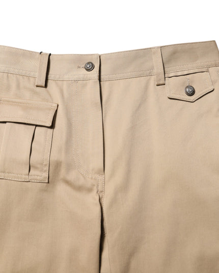 Dolce & Gabbana Beige Mid Waist Cargo Tapered Pants