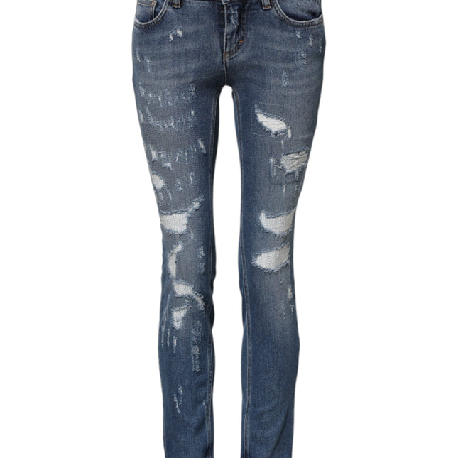 Dolce & Gabbana Blue PRETTY Tattered Skinny Denim Jeans