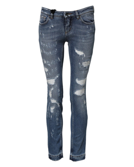 Dolce & Gabbana Blue PRETTY Tattered Skinny Denim Jeans