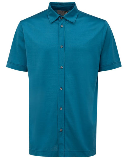 Canali Blue Cotton Shortsleeve Shirt