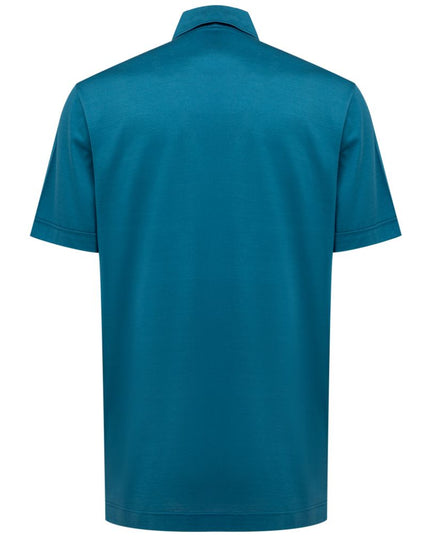 Canali Blue Cotton Shortsleeve Shirt