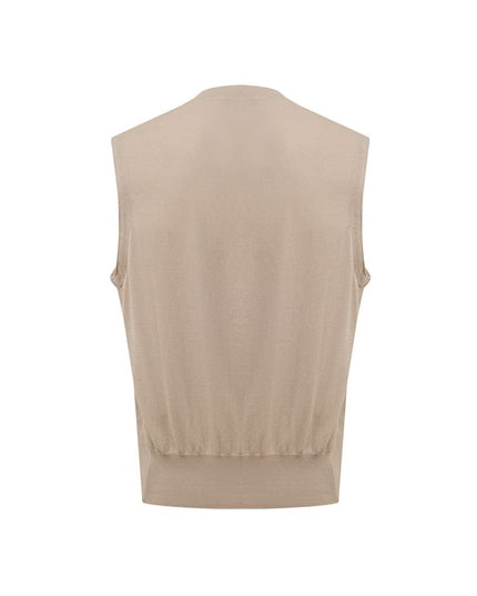 Gran Sasso Beige Cotton Sleveless Jacket