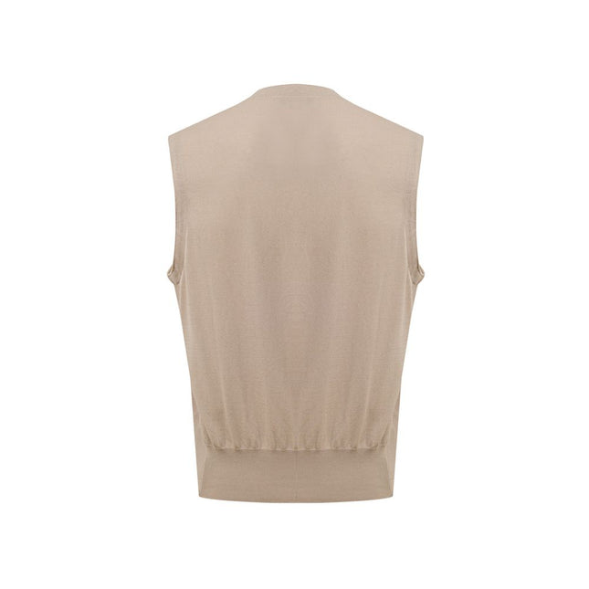 Gran Sasso Beige Cotton Sleveless Jacket