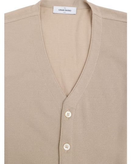 Gran Sasso Beige Cotton Sleveless Jacket
