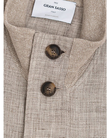 Gran Sasso Beige Linen Biker Jacket