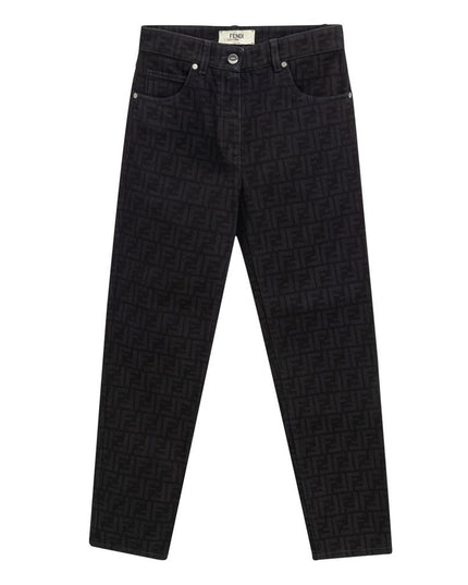 Fendi Black Cotton Slim Fit Jeans