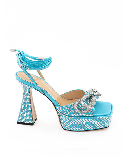 MACH & MACH Blue Leather Platform Sandals