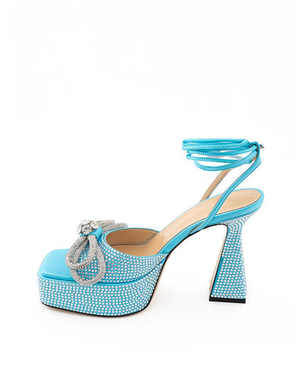 MACH & MACH Blue Leather Platform Sandals