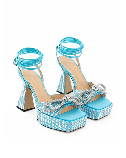 MACH & MACH Blue Leather Platform Sandals