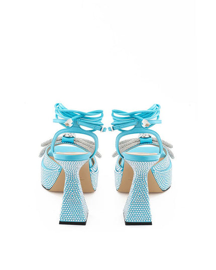 MACH & MACH Blue Leather Platform Sandals