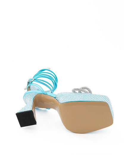 MACH & MACH Blue Leather Platform Sandals
