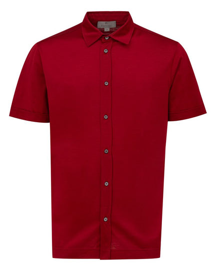 Canali Red Cotton Shortsleeve Shirt