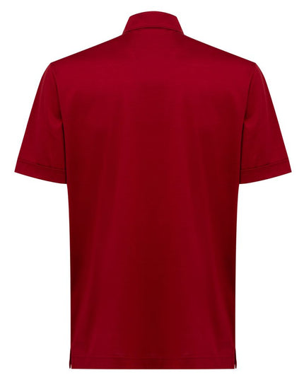Canali Red Cotton Shortsleeve Shirt