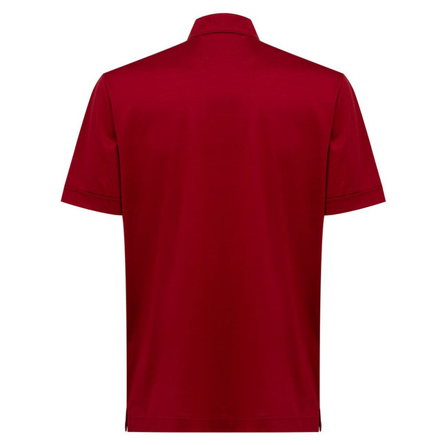 Canali Red Cotton Shortsleeve Shirt
