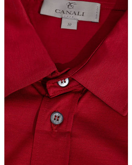 Canali Red Cotton Shortsleeve Shirt