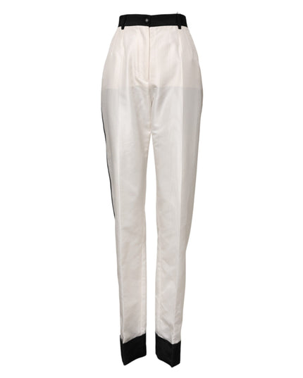 Dolce & Gabbana White High Waist Straight Dress Trouser Pants