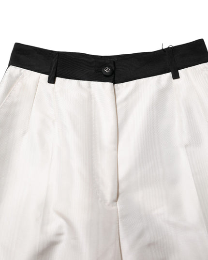 Dolce & Gabbana White High Waist Straight Dress Trouser Pants