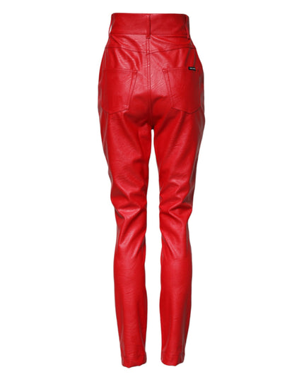 Dolce & Gabbana Red Viscose High Waist Tapered Trouser Pants