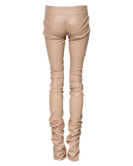 Dolce & Gabbana Beige Lace Details Mid Waist Skinny Pants