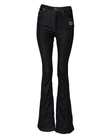 Dolce & Gabbana Black Cotton Mid Waist Bootcut Denim Jeans