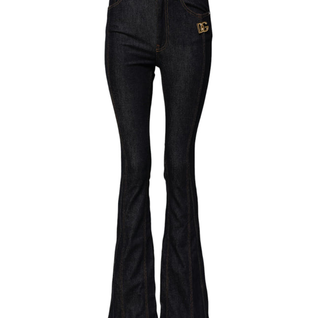 Dolce & Gabbana Black Cotton Mid Waist Bootcut Denim Jeans