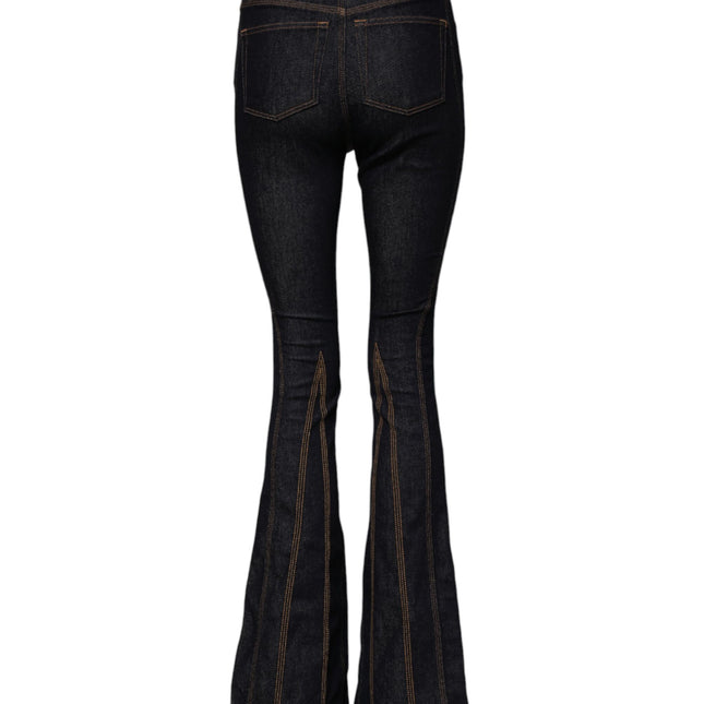 Dolce & Gabbana Black Cotton Mid Waist Bootcut Denim Jeans