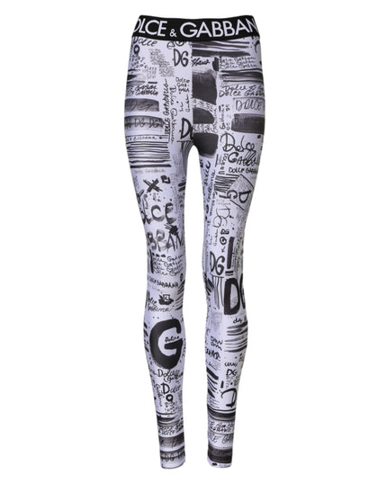 Dolce & Gabbana White Graphic HighWaist Skinny Leggings Pants