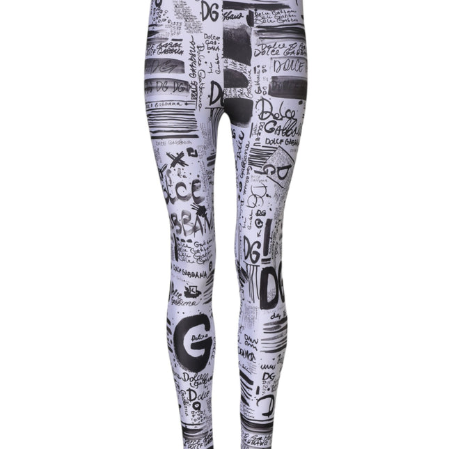 Dolce & Gabbana White Graphic HighWaist Skinny Leggings Pants