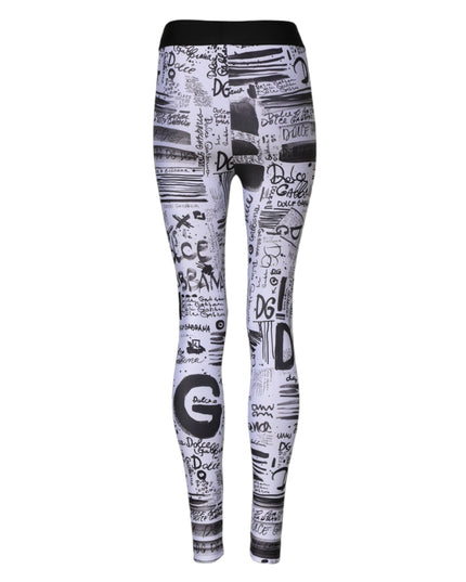 Dolce & Gabbana White Graphic HighWaist Skinny Leggings Pants