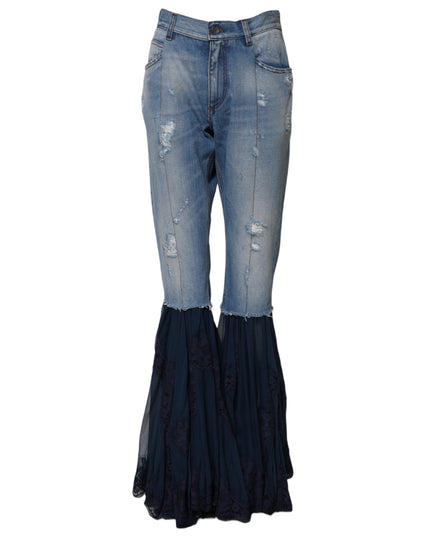 Dolce & Gabbana Blue Cotton High Waist Flared Denim Jeans