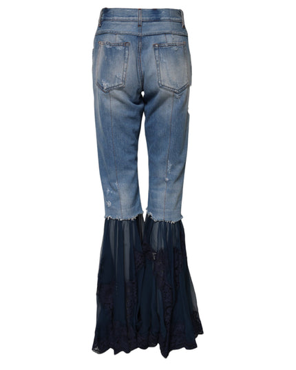 Dolce & Gabbana Blue Cotton High Waist Flared Denim Jeans