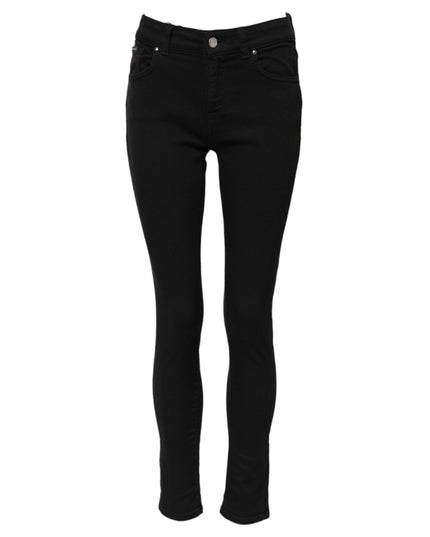 Dolce & Gabbana Black Cotton Logo Skinny MidWaist Denim Jeans