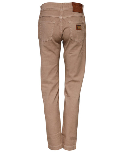 Dolce & Gabbana Brown Cotton Boyfriend Denim Trousers Jeans