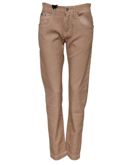 Dolce & Gabbana Brown Cotton Boyfriend Denim Trousers Jeans