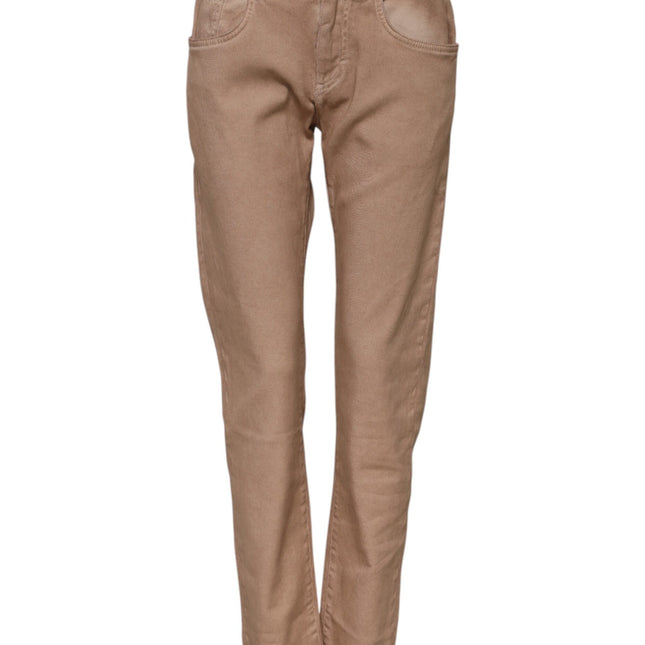 Dolce & Gabbana Brown Cotton Boyfriend Denim Trousers Jeans