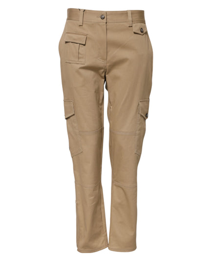 Dolce & Gabbana Beige Mid Waist Cargo Tapered Pants