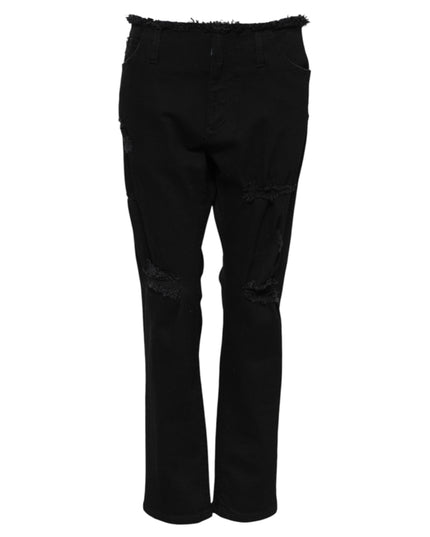 Dolce & Gabbana Black Cotton Mid Waist Flared Denim Jeans
