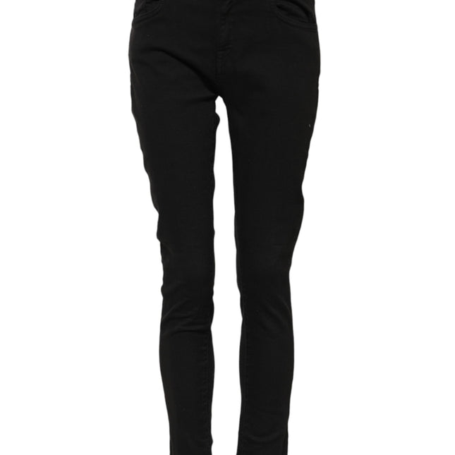Dolce & Gabbana Black Cotton Skinny Mid Waist Denim Jeans