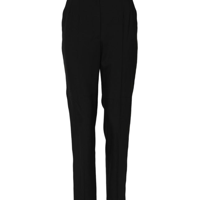 Dolce & Gabbana Black Wool Tapered High Waist Pants